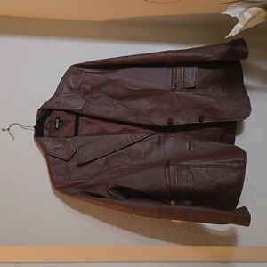 Brown leather blazer